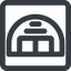 Line, wide, square, space, plane, airplane, helicopter, warehouse, hangar, aircraft, aviation, military, aerospace, hangar-wide icon