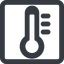 Line, wide, solid, square, temperature, thermometer, heat, high, hot, thermometer-high, thermometer-high-solid icon