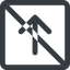 Line, up, square, arrow, direction, prohibited, arrow-simple-wide icon