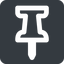 Up, wide, solid, square, thumbtack, pin, unpin, thumbtack-wide icon