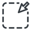 Line, down, normal, square, arrow, select, selection, dashed, area, cursor icon