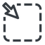 Line, right, normal, square, arrow, select, selection, dashed, area, cursor icon