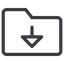 Line, down, normal, folder, directory, folders, directories, folder-down icon