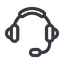Line, normal, phone, call, headset, headphone, microphone, support icon