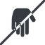 Line, down, normal, solid, horizontal, mirror, prohibited, hand, stop, fingers, hand-solid icon