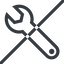 Line, left, normal, prohibited, spanner, wrench, tool, mechanics, mechanical, repair icon