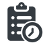 Normal, solid, order, list, clock, clipboard, clipboard-list, clipboard-list-clock, list-clock, clipboard-list-clock-solid icon