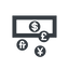 Normal, solid, dot, dollar, currency, pictogram, dot-50, pound, yen, exchange, dot-currency icon