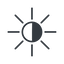 Thin, line, down, star, light, brightness, luminosity, intensity, brilliance, lighter, darker, dark, mode, Illumination, sun, shine, flash, ray, brightness-thin, brightness-thin-half, brightness-half icon