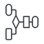 Thin, line, left, horizontal, mirror, computer, programming, algorithm, flowchart, process, algorithm-thin icon