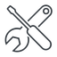 Thin, line, right, horizontal, mirror, building, spanner, wrench, tool, screwdrive, construction, fix, tools, tools-thin icon
