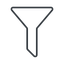 Thin, line, horizontal, mirror, order, sort, list, funnel, filter, sorting, funnel-thin icon