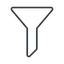 Thin, line, order, sort, list, funnel, filter, sorting, funnel-thin icon