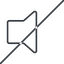 Thin, line, down, horizontal, mirror, prohibited, speaker, volume, mute, unmute, music, sound, loudspeaker, volume-0-thin icon