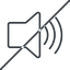 Thin, line, down, horizontal, mirror, prohibited, speaker, volume, mute, unmute, music, sound, loudspeaker, volume-3-thin icon
