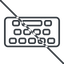 Thin, line, down, prohibited, desktop, keyboard, keypad, typing, keyboard-thin icon