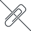Thin, line, down, prohibited, paper, clip, attachment, paper-clip, paper-clip-alt, paper-clip-alt-thin icon