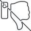 Thin, line, down, rate, rating, thumb, like, dislike, thumbs, thumb-down, prohibited, thumb-thin, hand icon