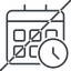 Thin, line, horizontal, mirror, prohibited, date, schedule, event, timetable, calendar, clock, time, meeting, hour, minute, hours, minutes, deadline, calendar-clock, calendar-clock-thin icon