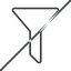 Thin, line, horizontal, mirror, prohibited, order, sort, list, funnel, filter, sorting, funnel-thin icon