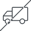 Thin, line, solid, horizontal, mirror, prohibited, truck, delivery, van, lorry, truck-thin icon