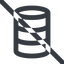 Line, wide, mysql, sql, prohibited, database, db, storage, barrel, database-wide icon